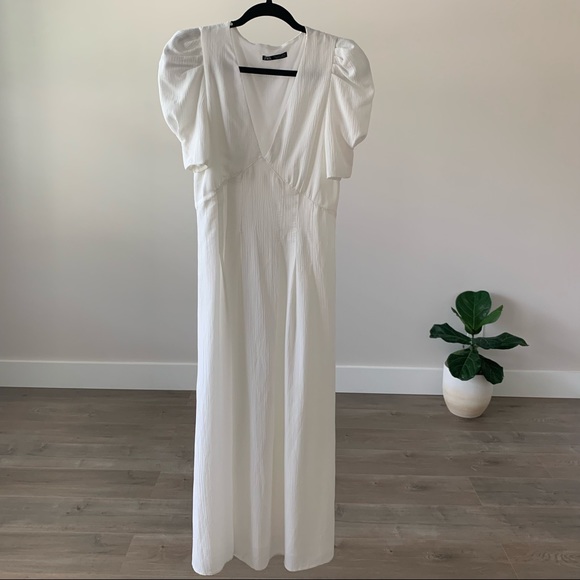 Zara Dresses & Skirts - Zara White Puff Sleeve Maxi Dress